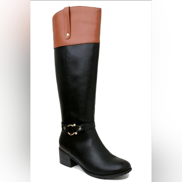 NWT Karen Scott Vickyy Women's Faux Leather Embossed Knee High RIding Boots-9W - Picture 3 of 3